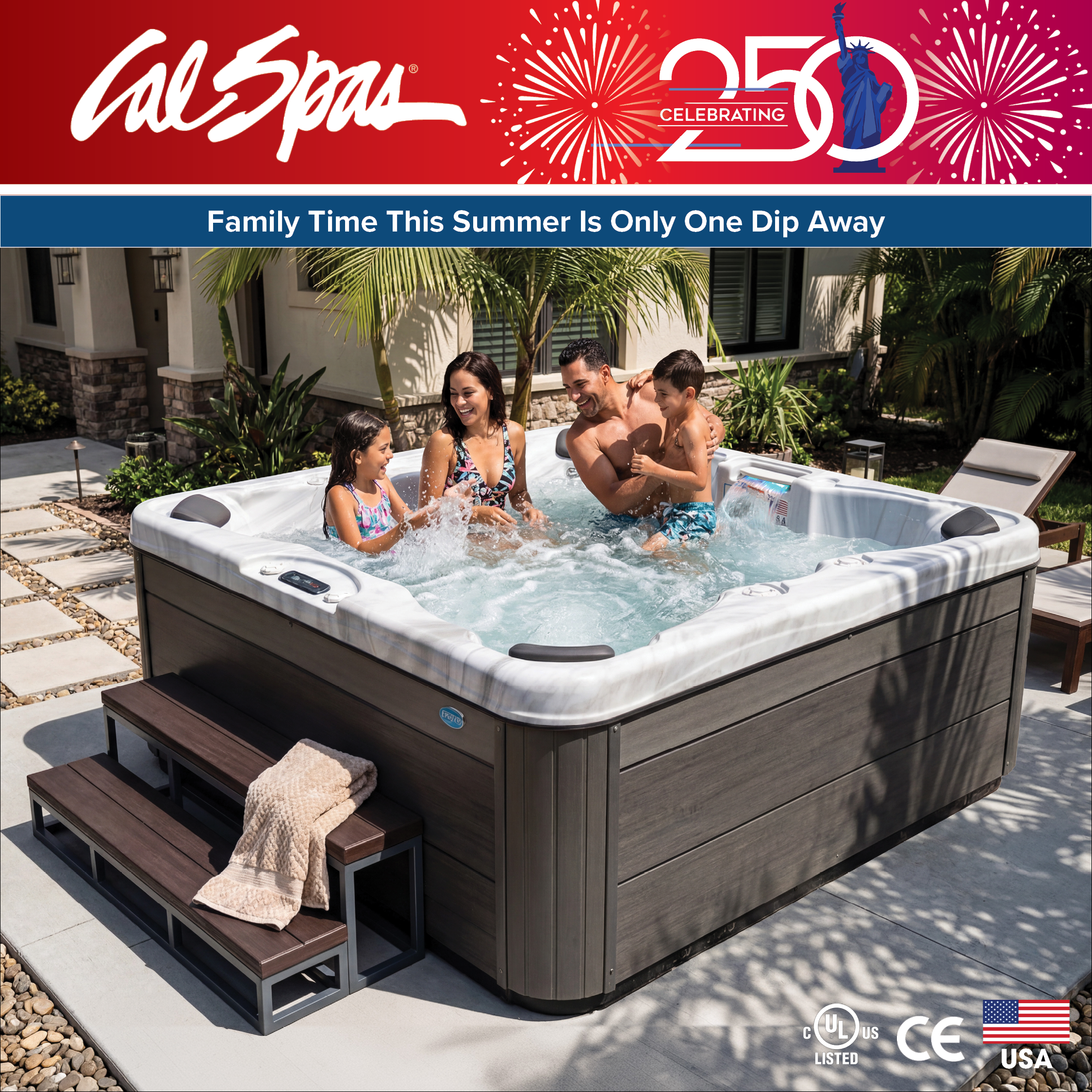 Calspas hot tub being used in a family setting - Westhaven